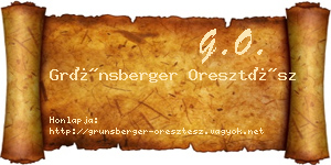 Grünsberger Oresztész névjegykártya